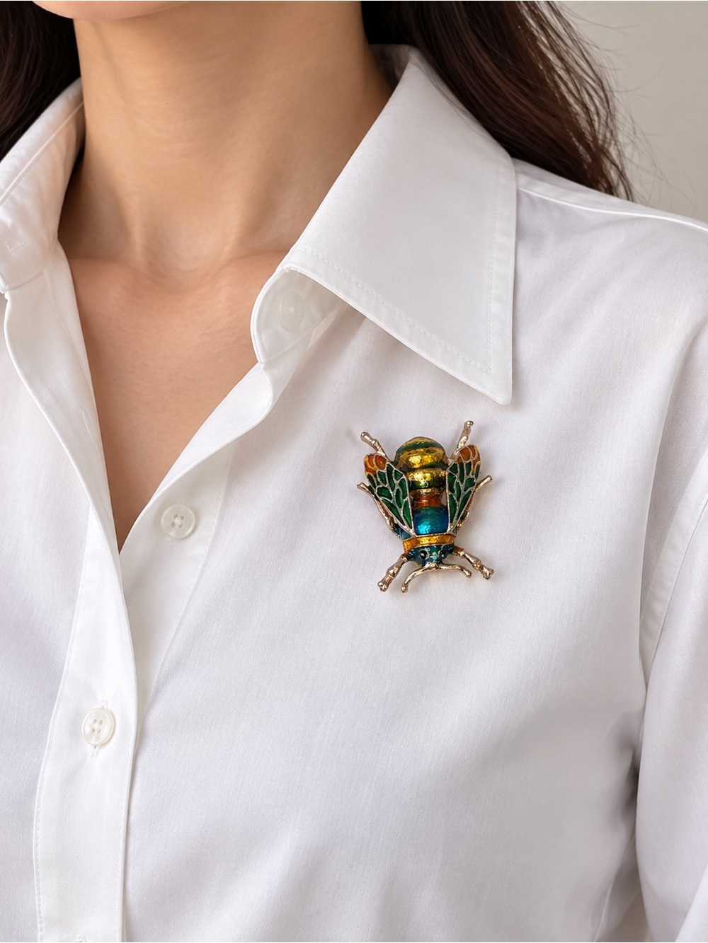 Enamel Multi-Color Beetle Brooch Pin - Women Jewelry